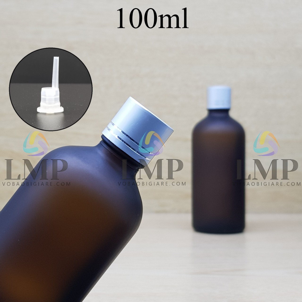 Chai tinh dầu phun mờ nắp xi 2 viền 100ml