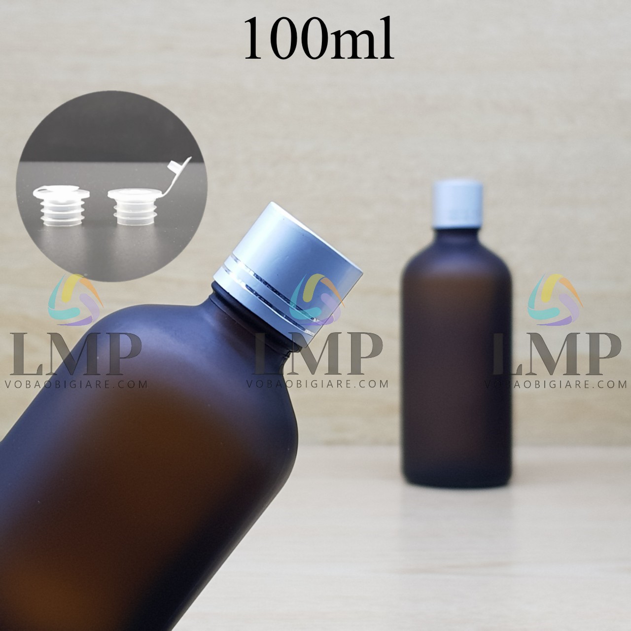 Chai tinh dầu phun mờ nắp xi 2 viền 100ml