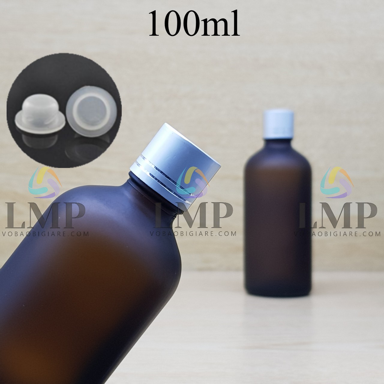 Chai tinh dầu phun mờ nắp xi 2 viền 100ml