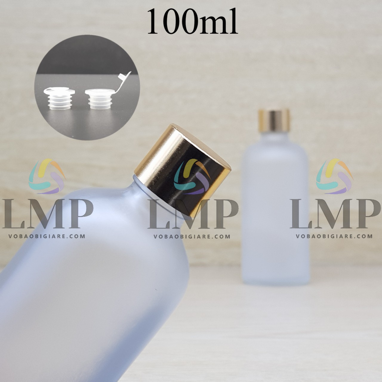 Chai tinh dầu phun mờ nắp xi KO viền 100ml