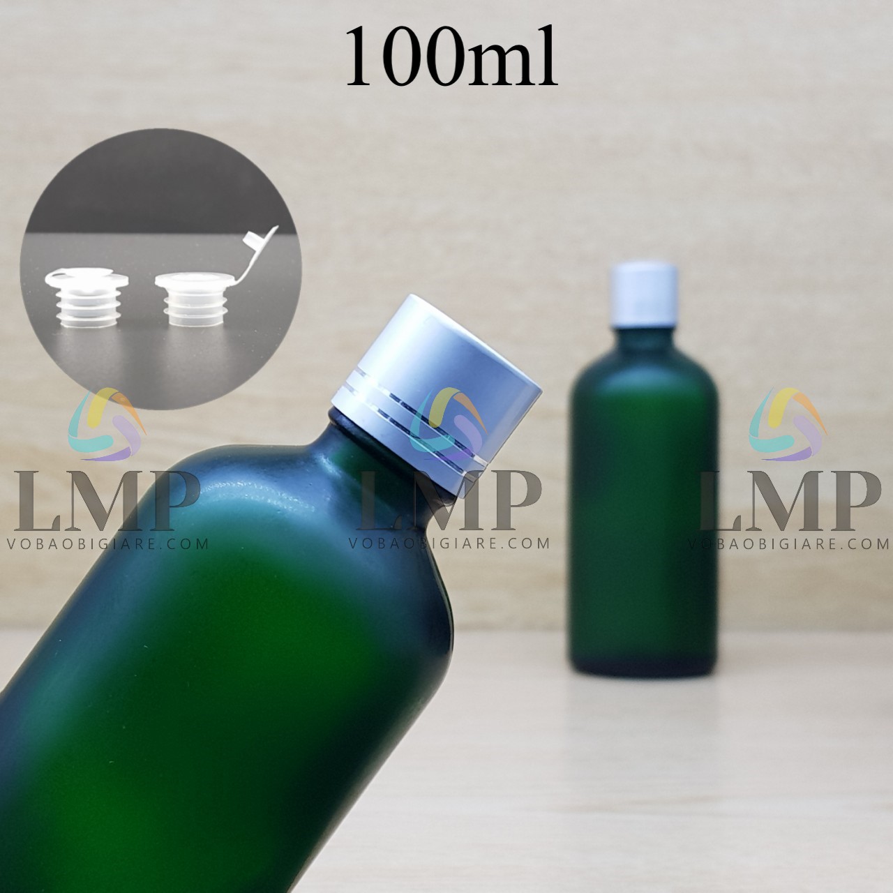 Chai tinh dầu phun mờ nắp xi 2 viền 100ml