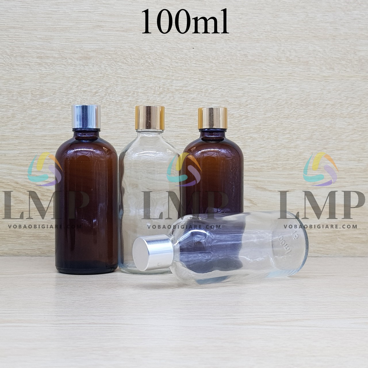 Chai tinh dầu nắp xi KO viền 100ml