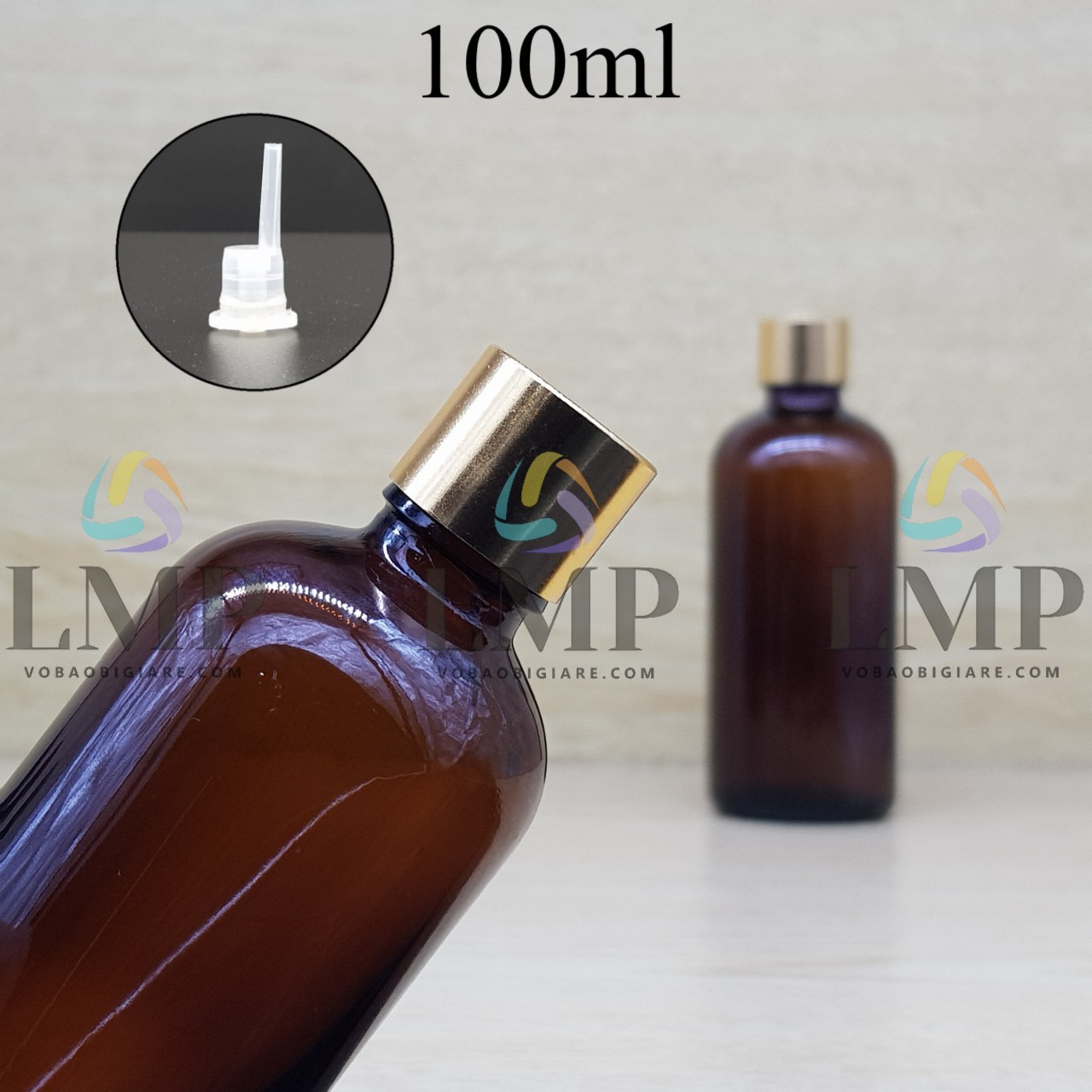 Chai tinh dầu nắp xi KO viền 100ml