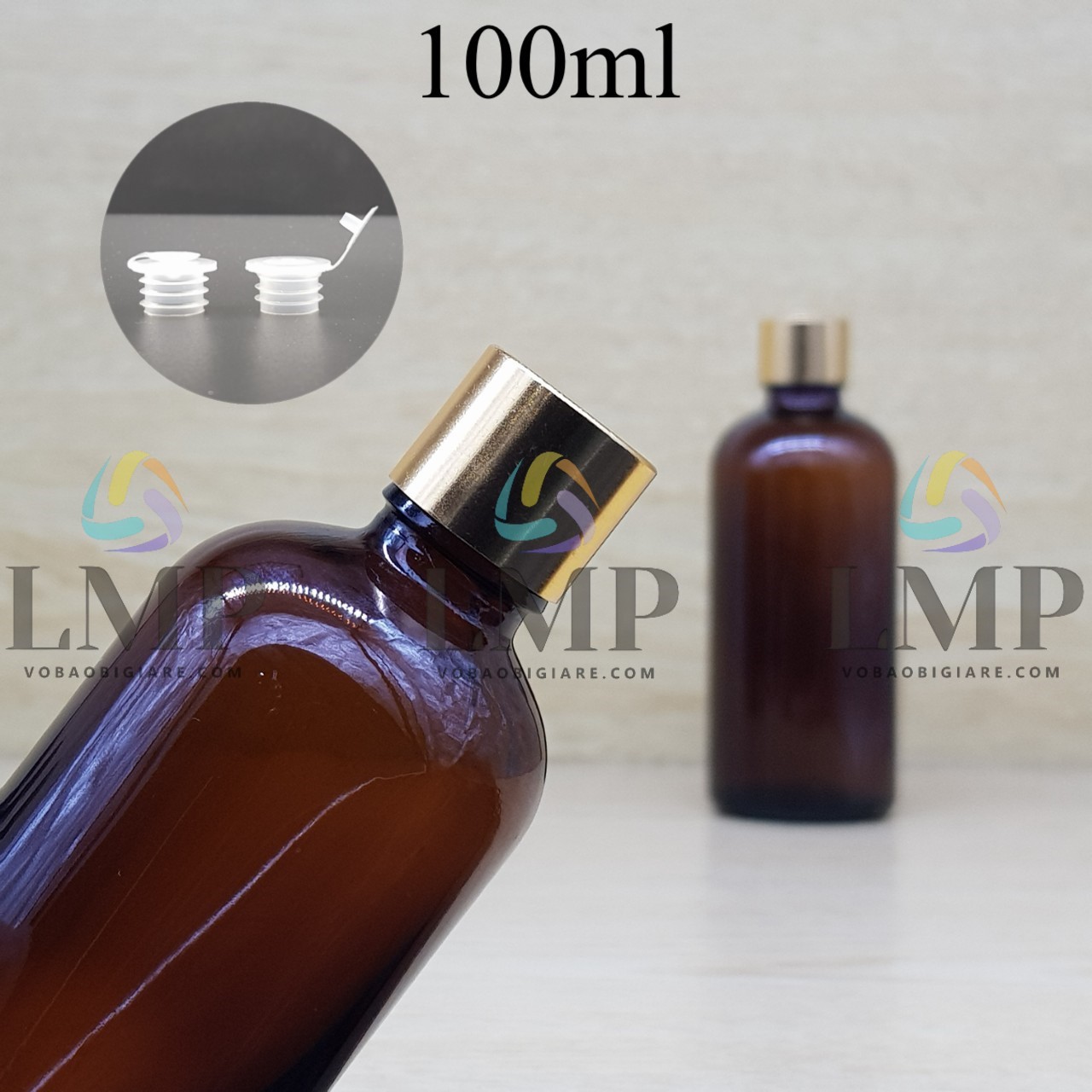 Chai tinh dầu nắp xi KO viền 100ml