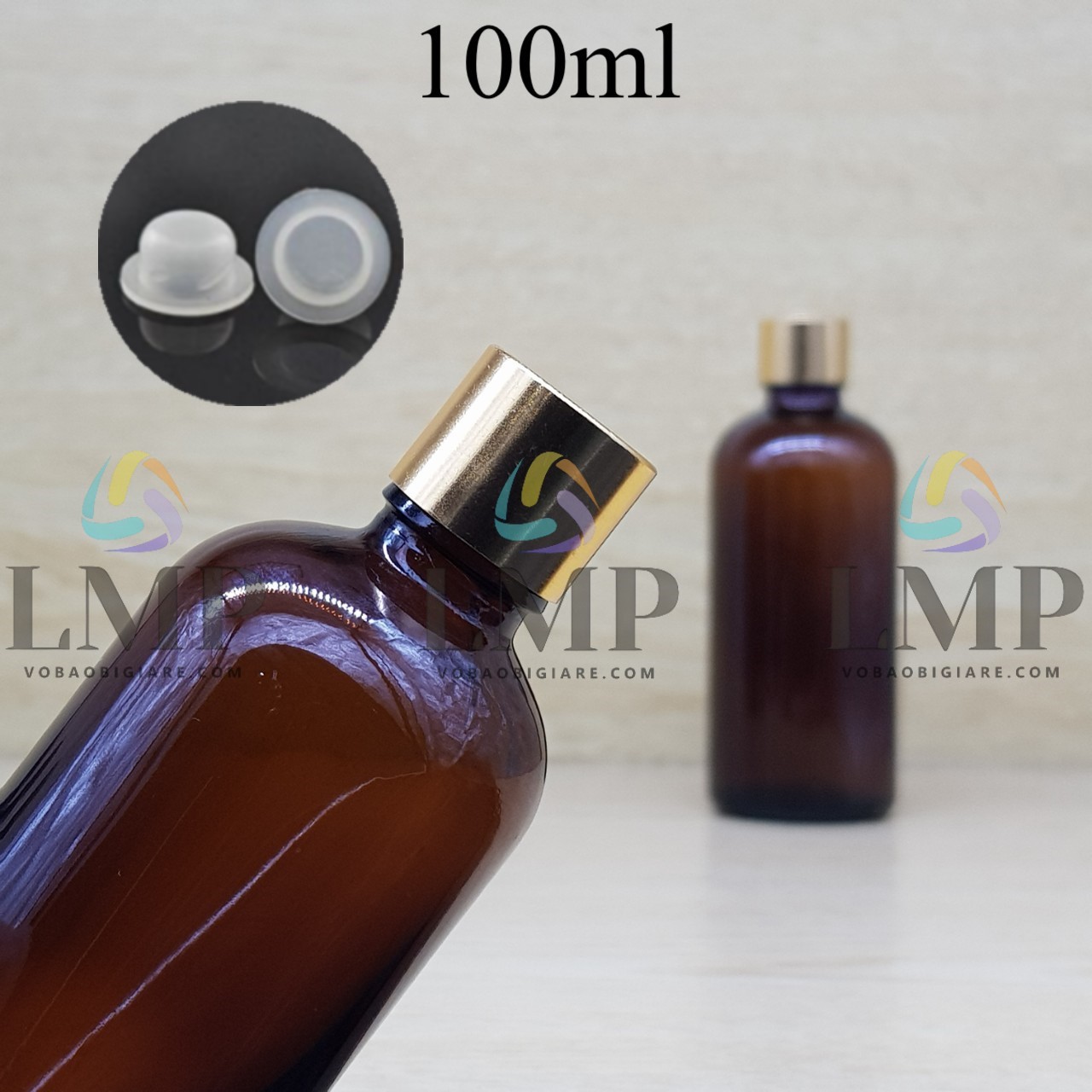 Chai tinh dầu nắp xi KO viền 100ml