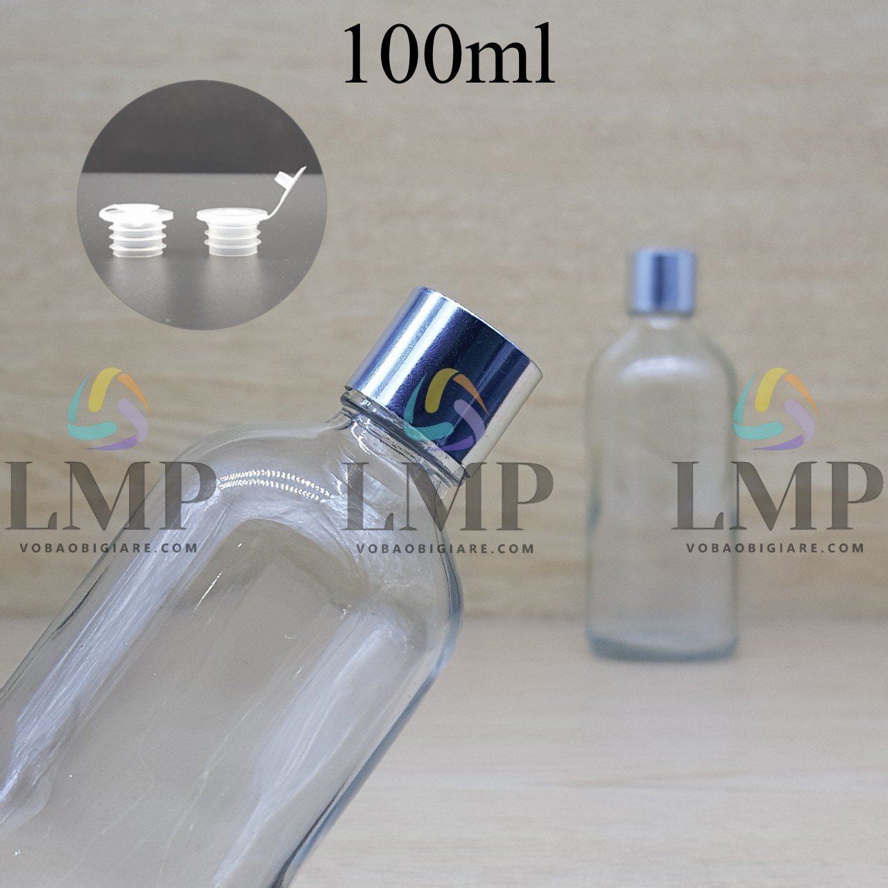 Chai tinh dầu nắp xi KO viền 100ml