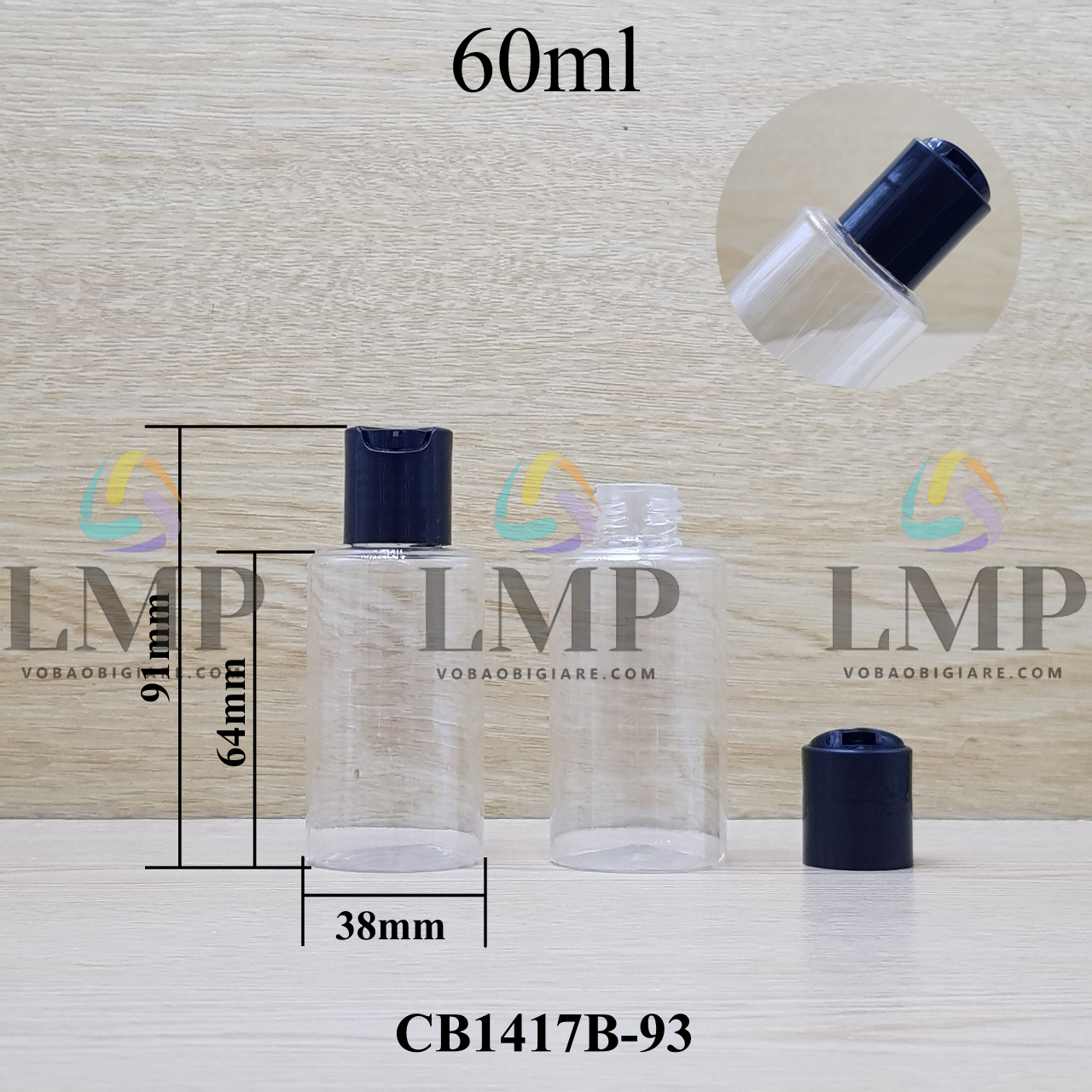 Chai PETG vai ngang nắp nhấn