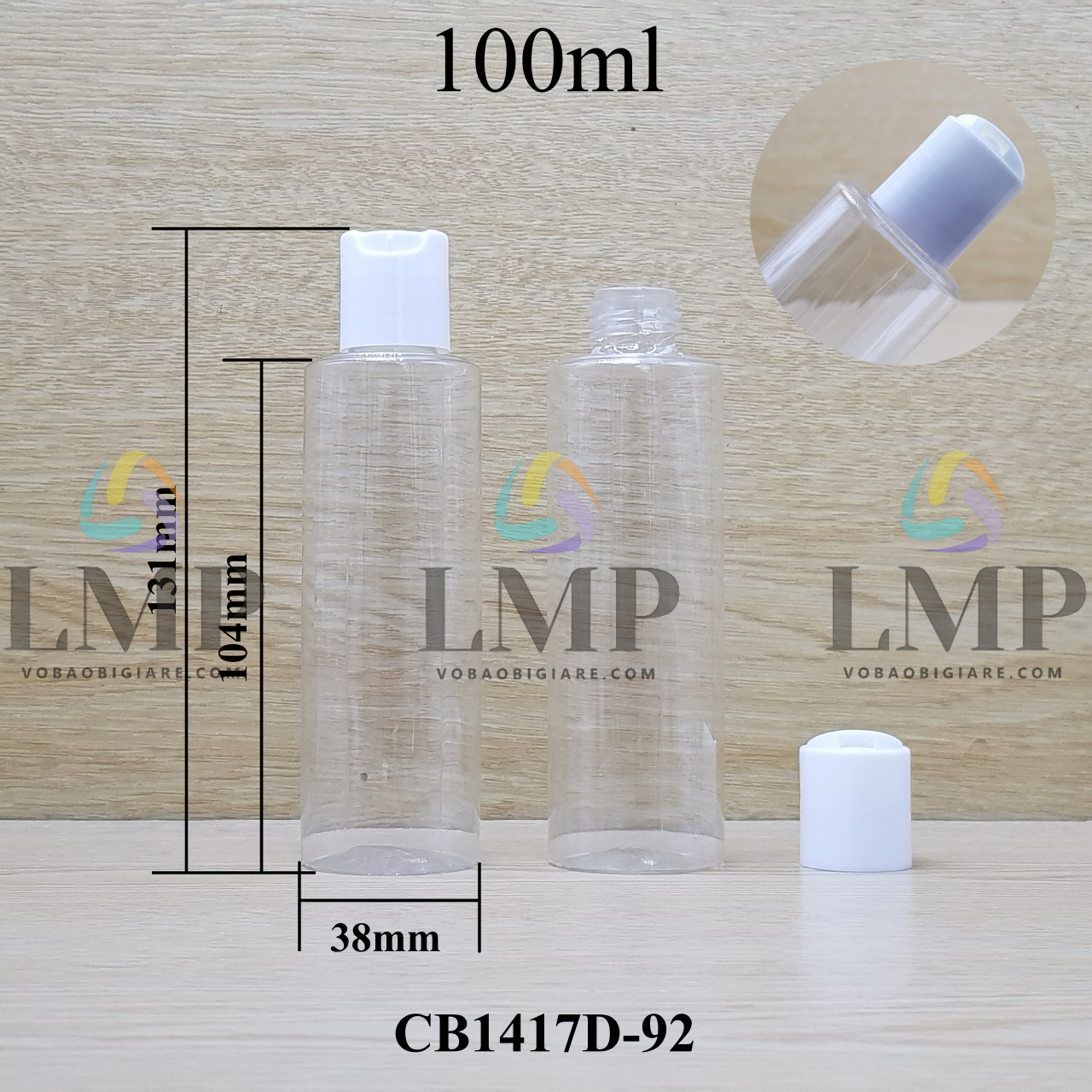 Chai PETG vai ngang nắp nhấn