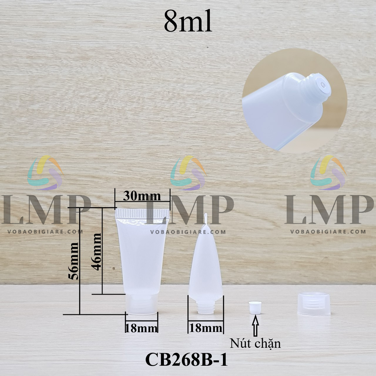 Tuýp nhựa miệng tuýp 6mm nắp vặn 8ml