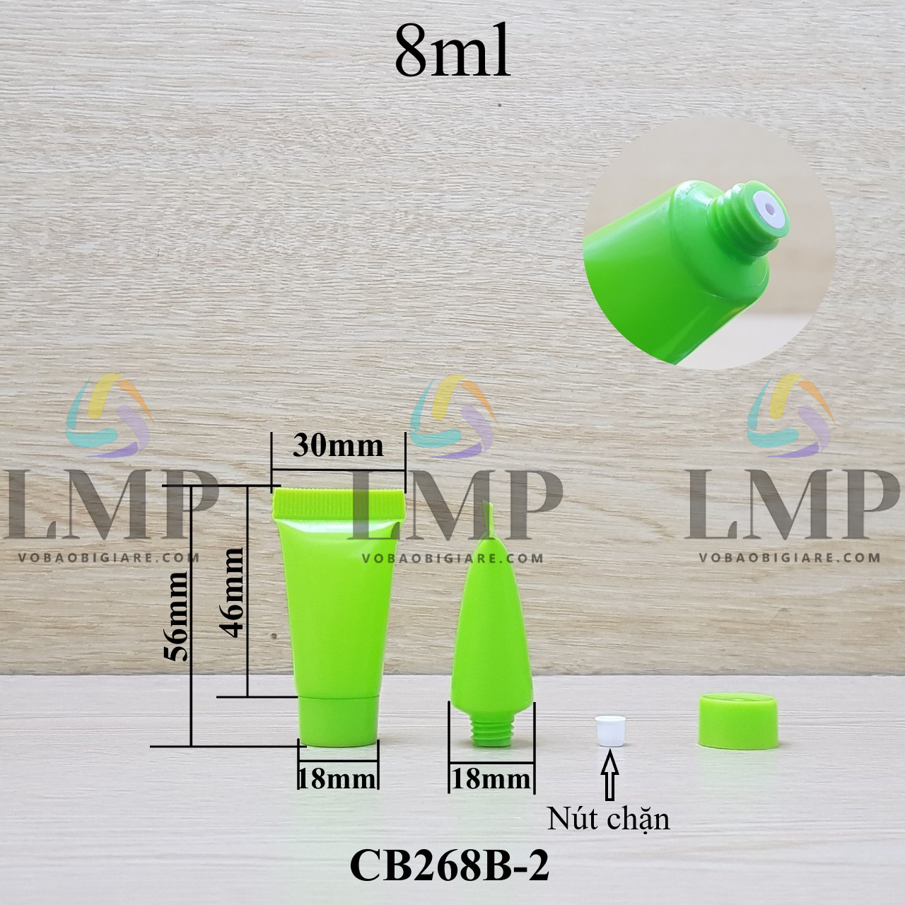 Tuýp nhựa miệng tuýp 6mm nắp vặn 8ml