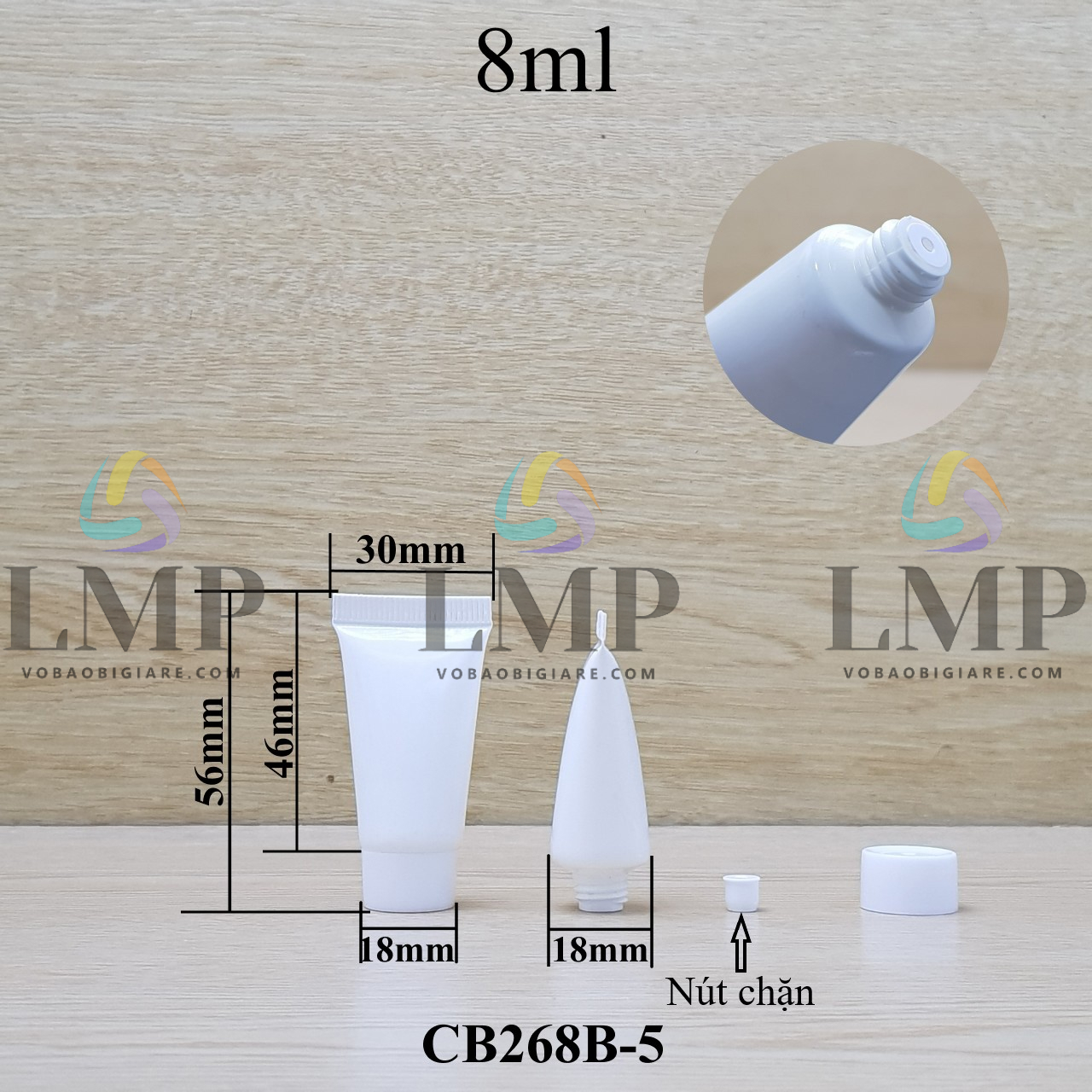 Tuýp nhựa miệng tuýp 6mm nắp vặn 8ml
