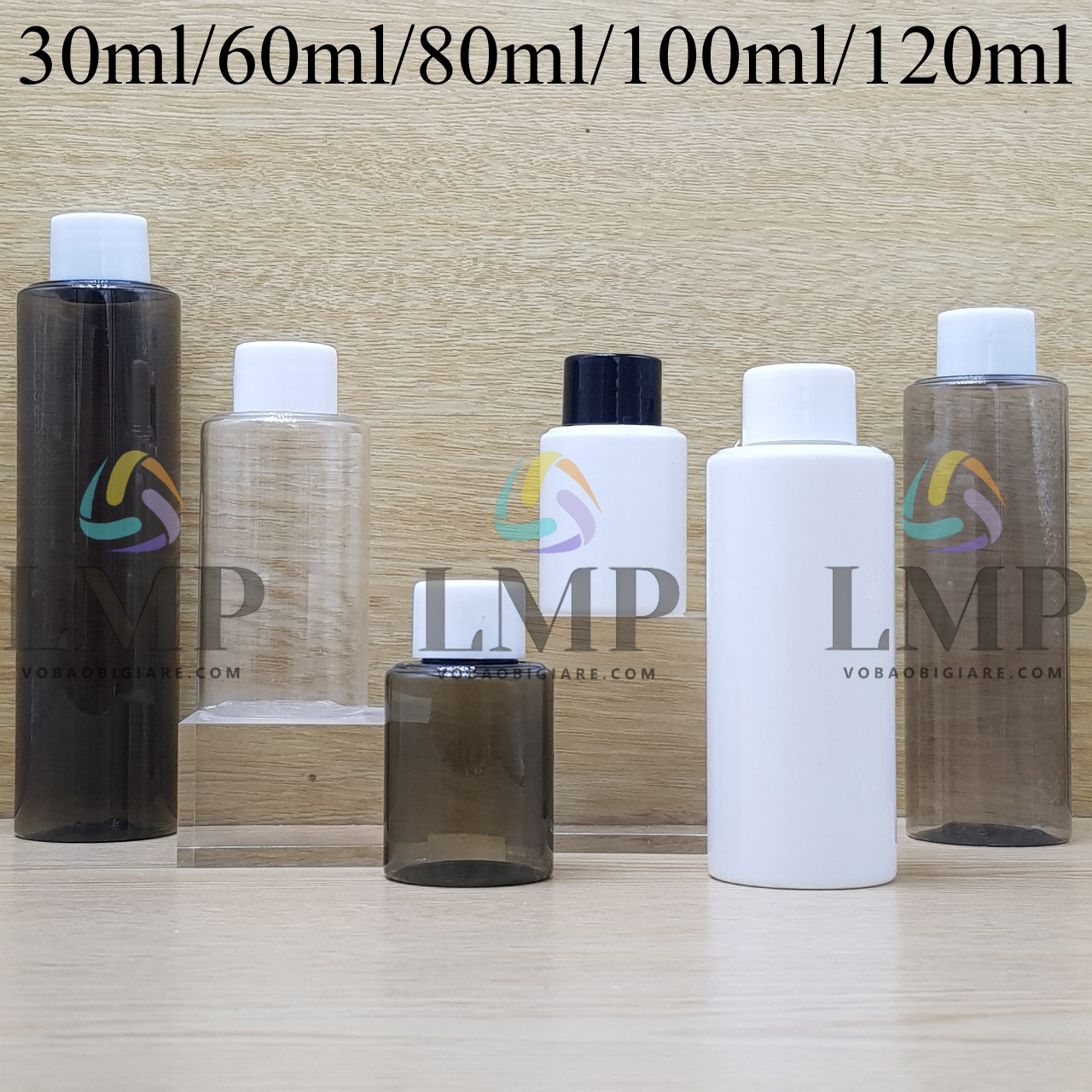 Chai PETG vai ngang nắp vặn trơn