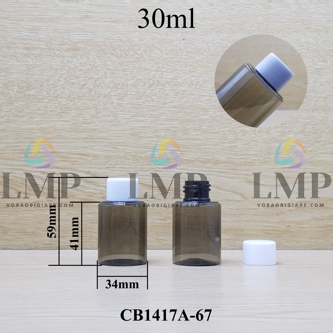 Chai PETG vai ngang nắp vặn trơn