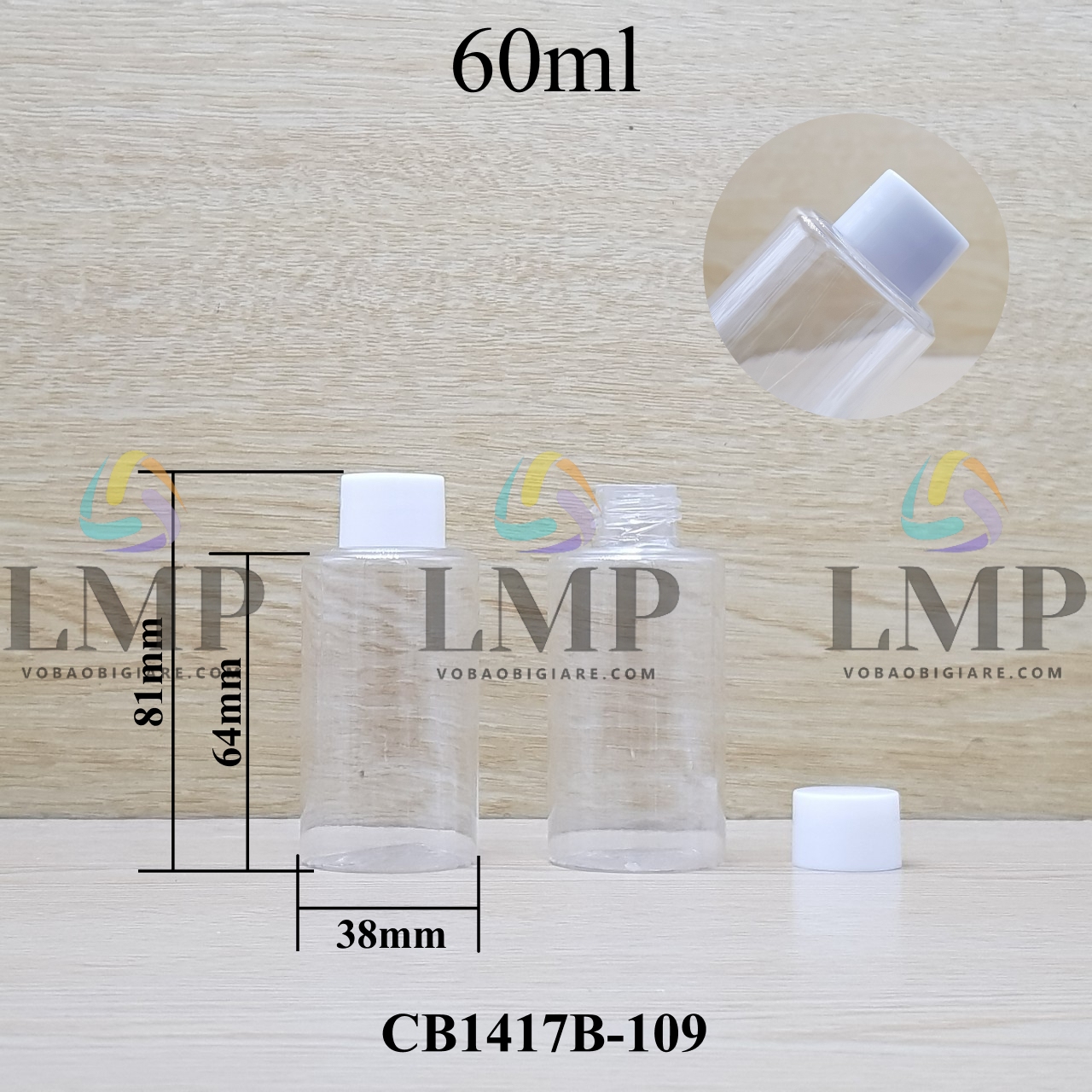 Chai PETG vai ngang nắp vặn trơn