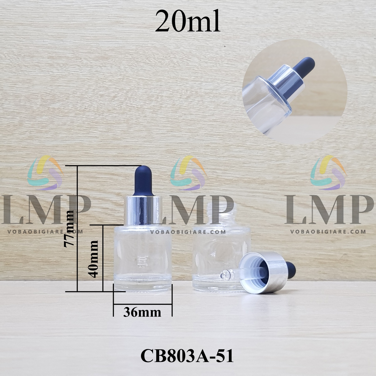 Chai thủy tinh nắp bóp khoen nhôm