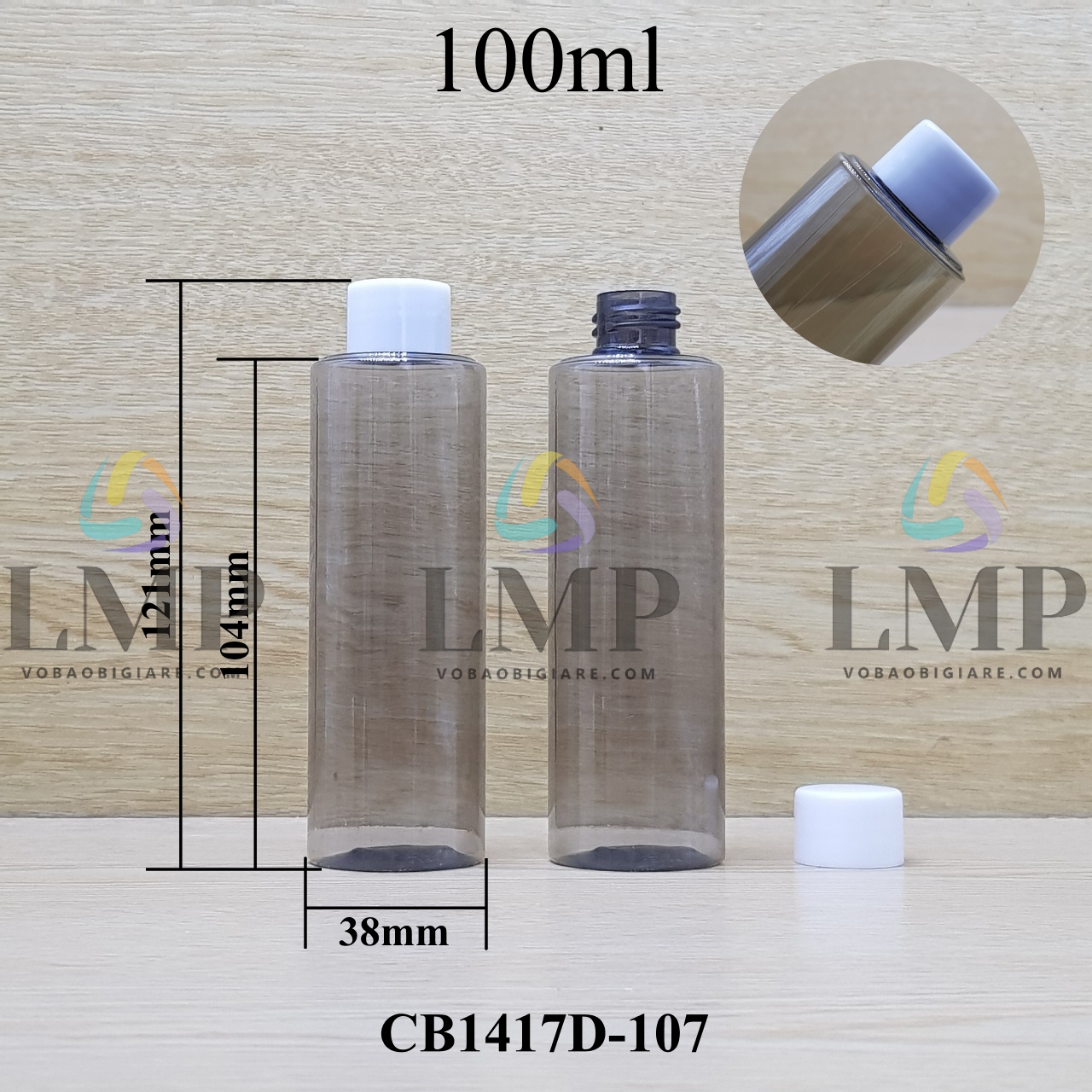 Chai PETG vai ngang nắp vặn trơn