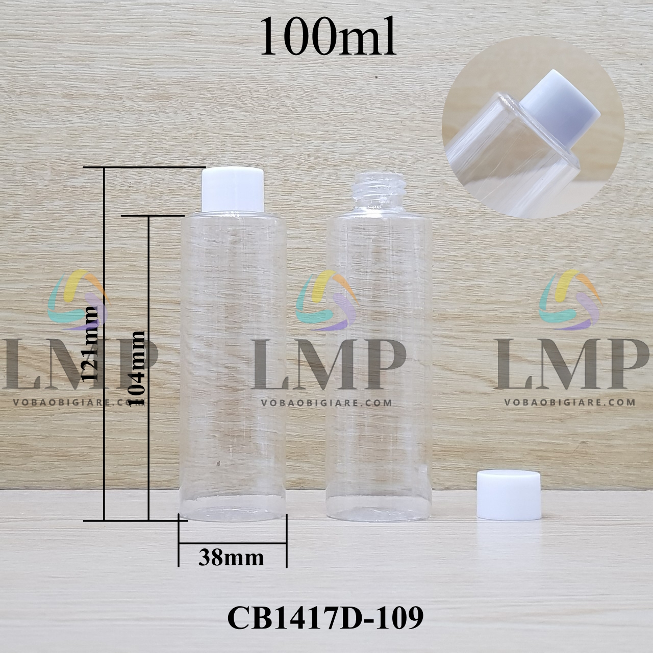 Chai PETG vai ngang nắp vặn trơn