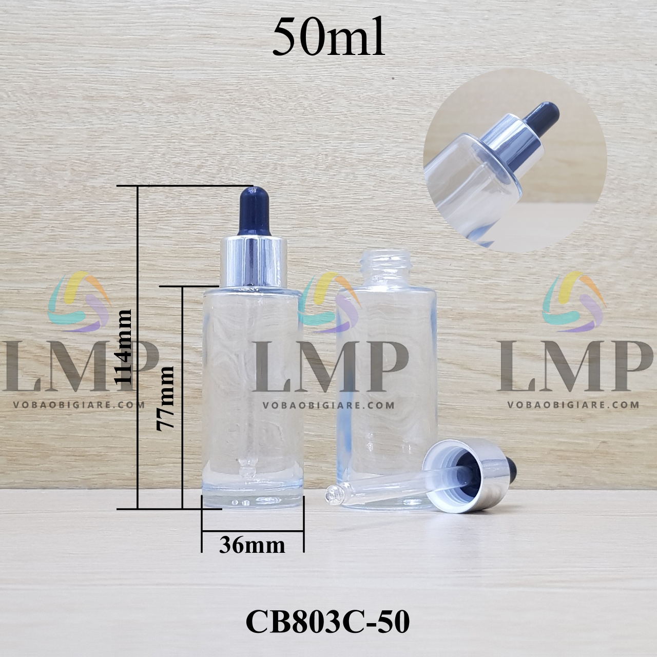 Chai thủy tinh nắp bóp khoen nhôm