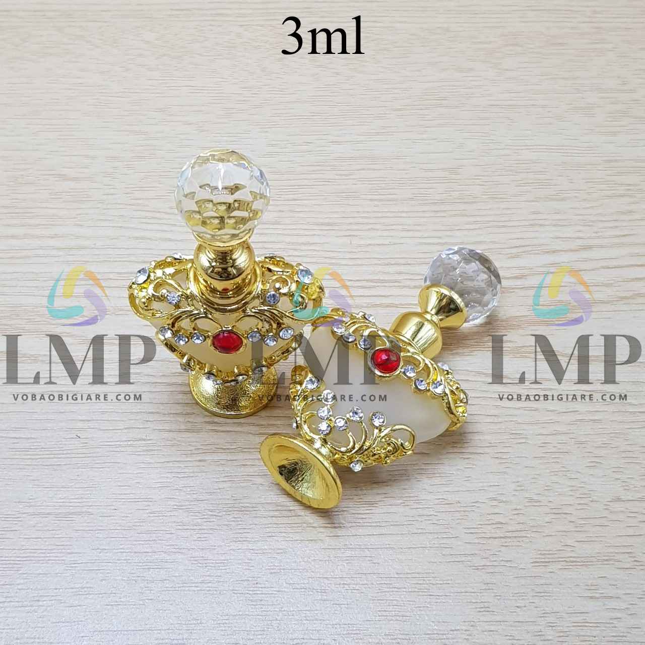 Chai Dubai trái tim vàng đính đá 3ml