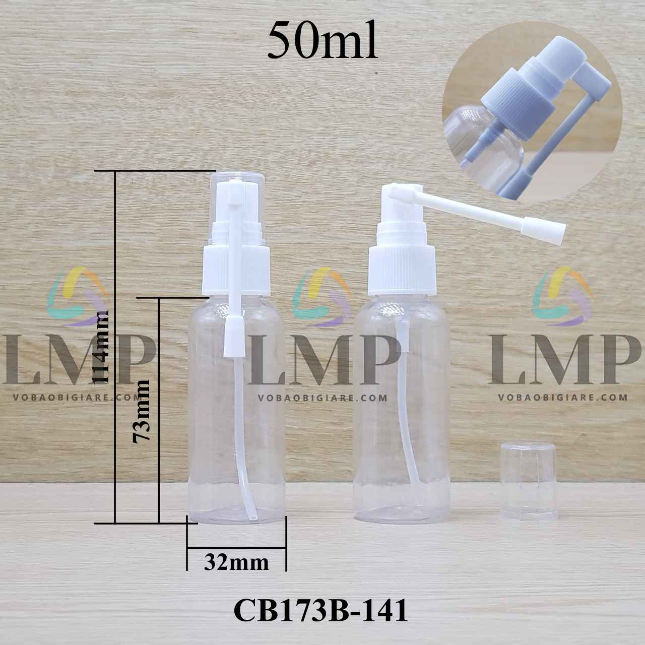 Chai vai tròn đầu xịt mũi 360 độ 50ml