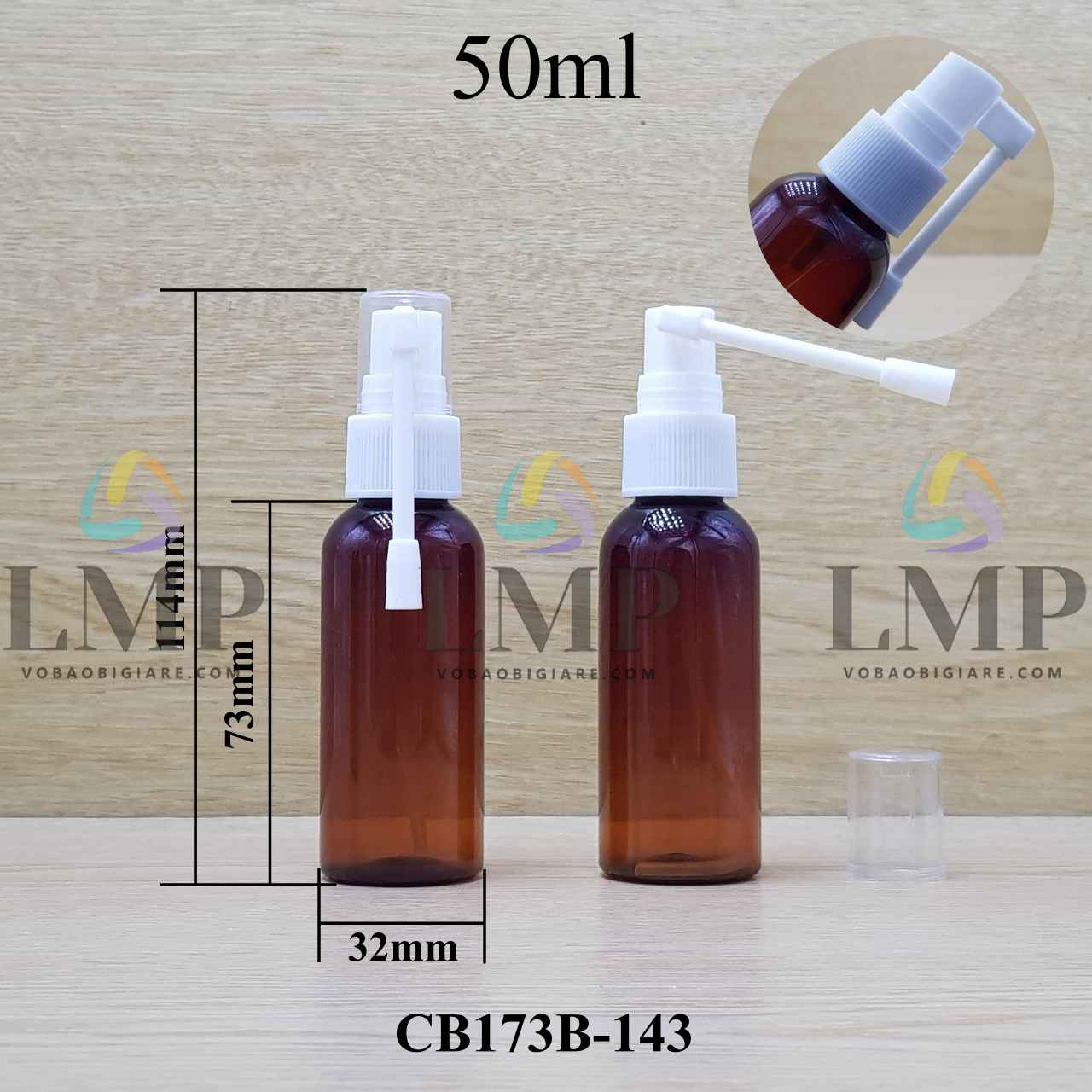 Chai vai tròn đầu xịt mũi 360 độ 50ml