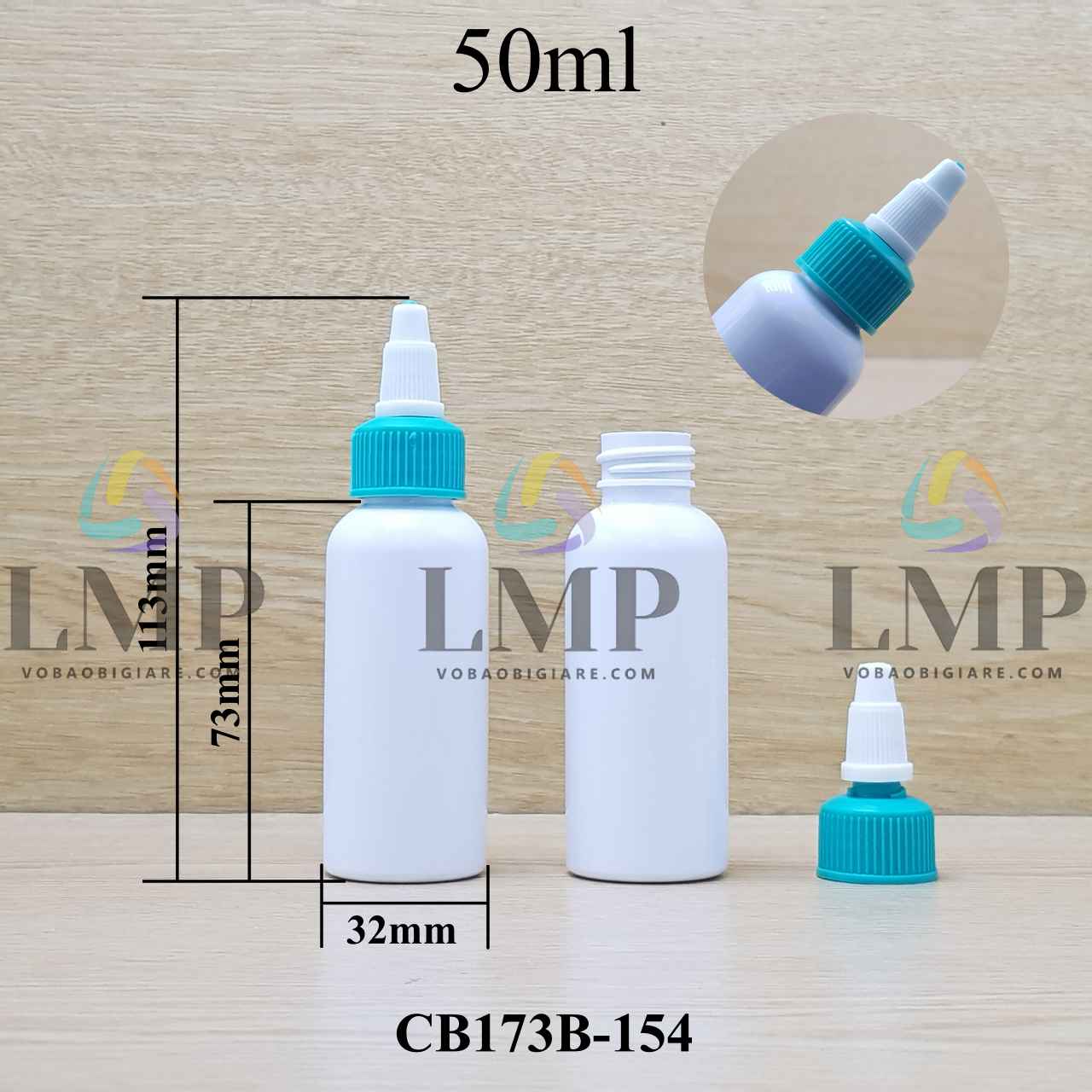 Chai vai tròn nắp nhọn sọc tattoo 50ml