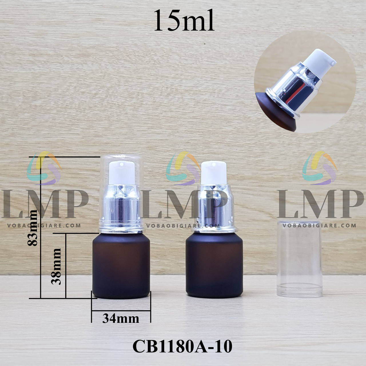 Chai thủy tinh vát đầu xịt giọt xi 15ml