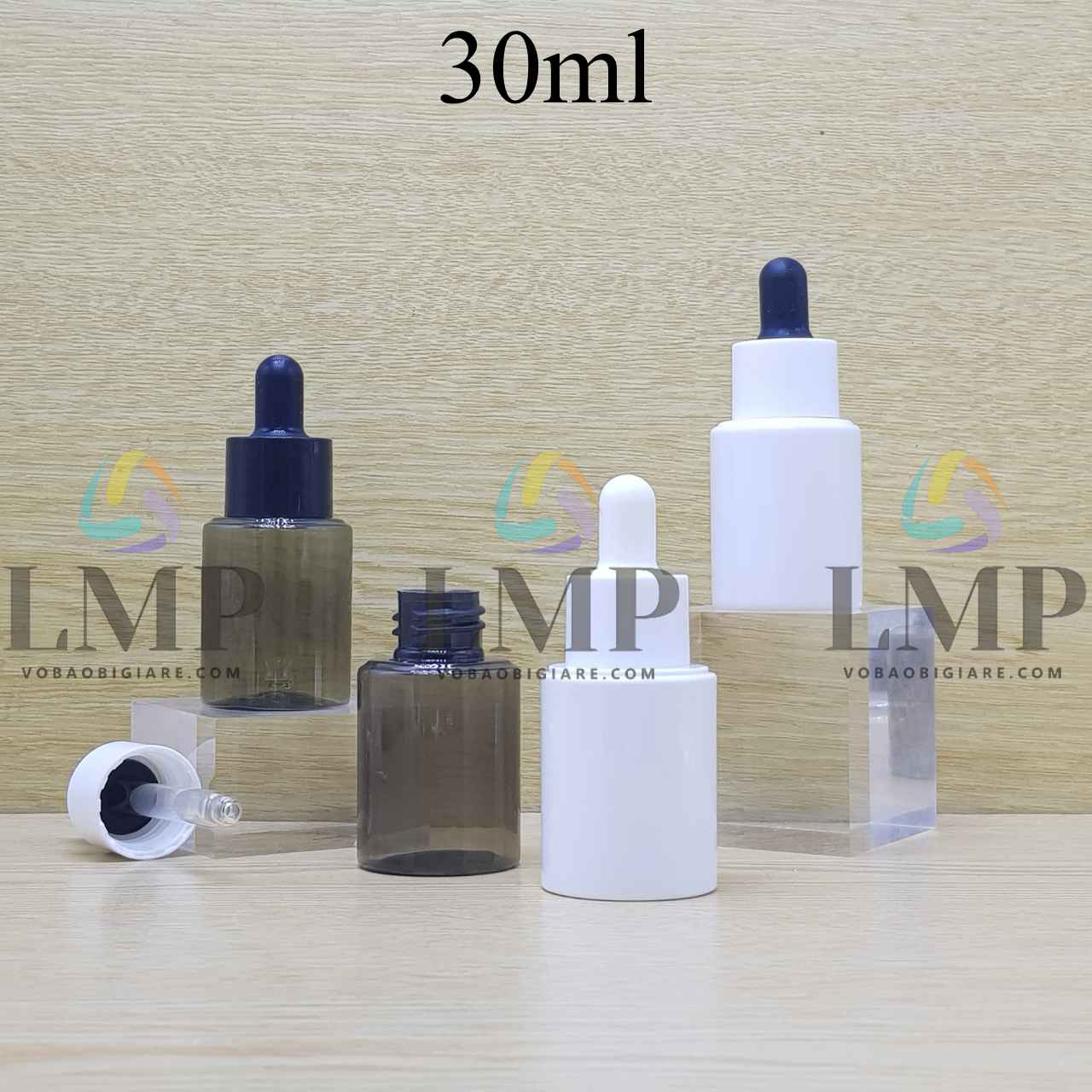 Chai PETG vai ngang nắp bóp khoen nhựa 30ml