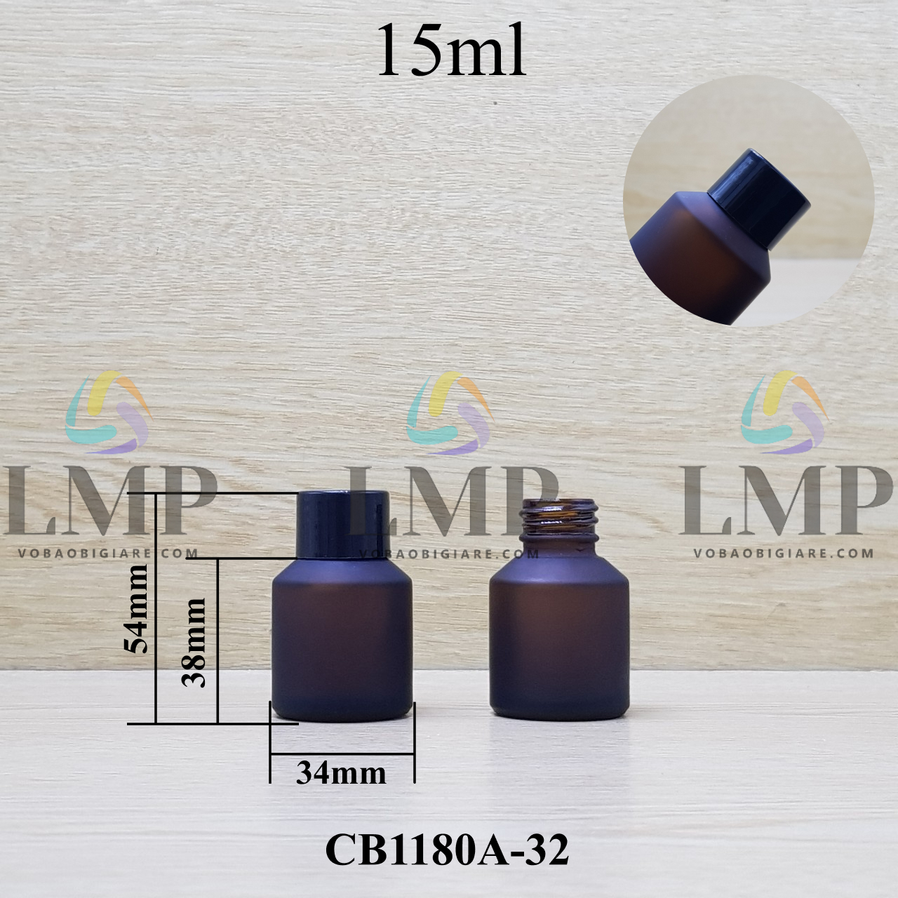 Chai thủy tinh vát nắp vặn trơn 15ml ( ko nút chặn )