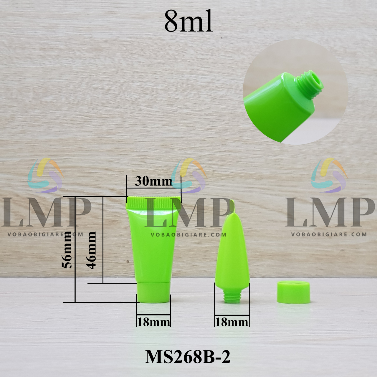 Tuýp nhựa miệng tuýp 6mm nắp vặn 8ml