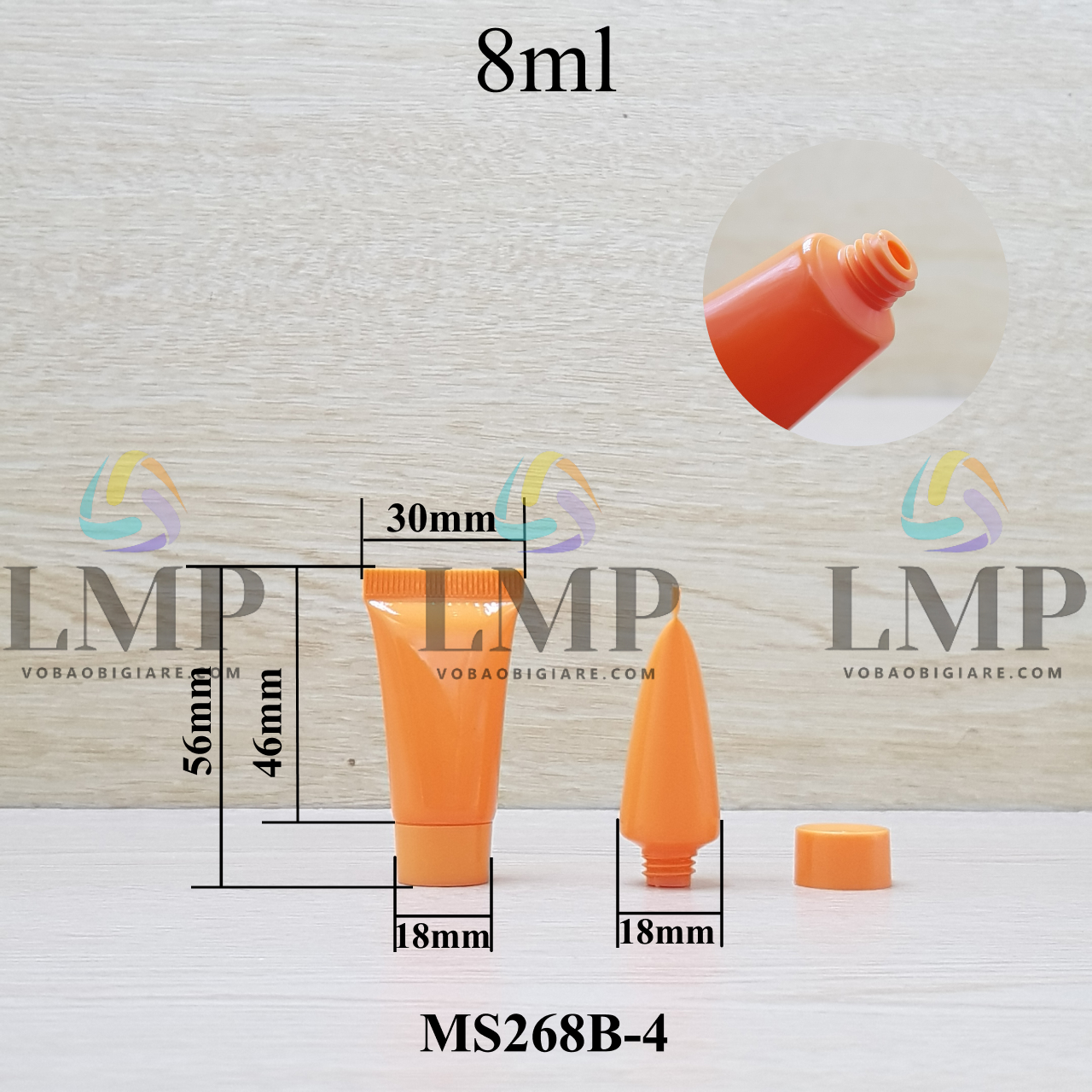 Tuýp nhựa miệng tuýp 6mm nắp vặn 8ml