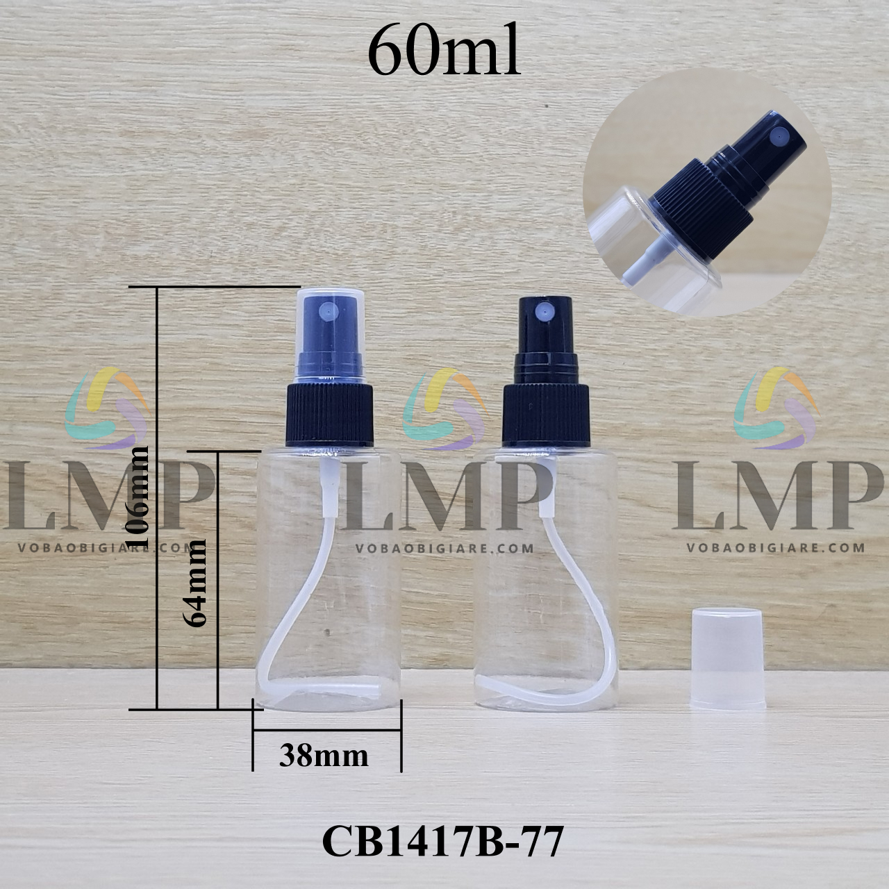 Chai PETG vai ngang đầu phun sương sọc