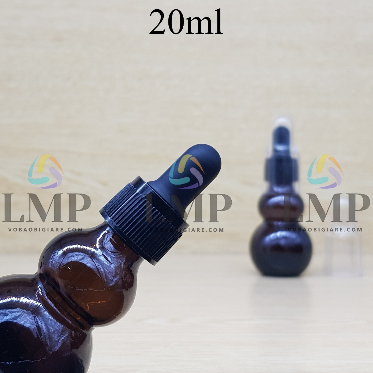Chai hồ lô nắp bóp khoen nhựa sọc có nắp chụp 20ml
