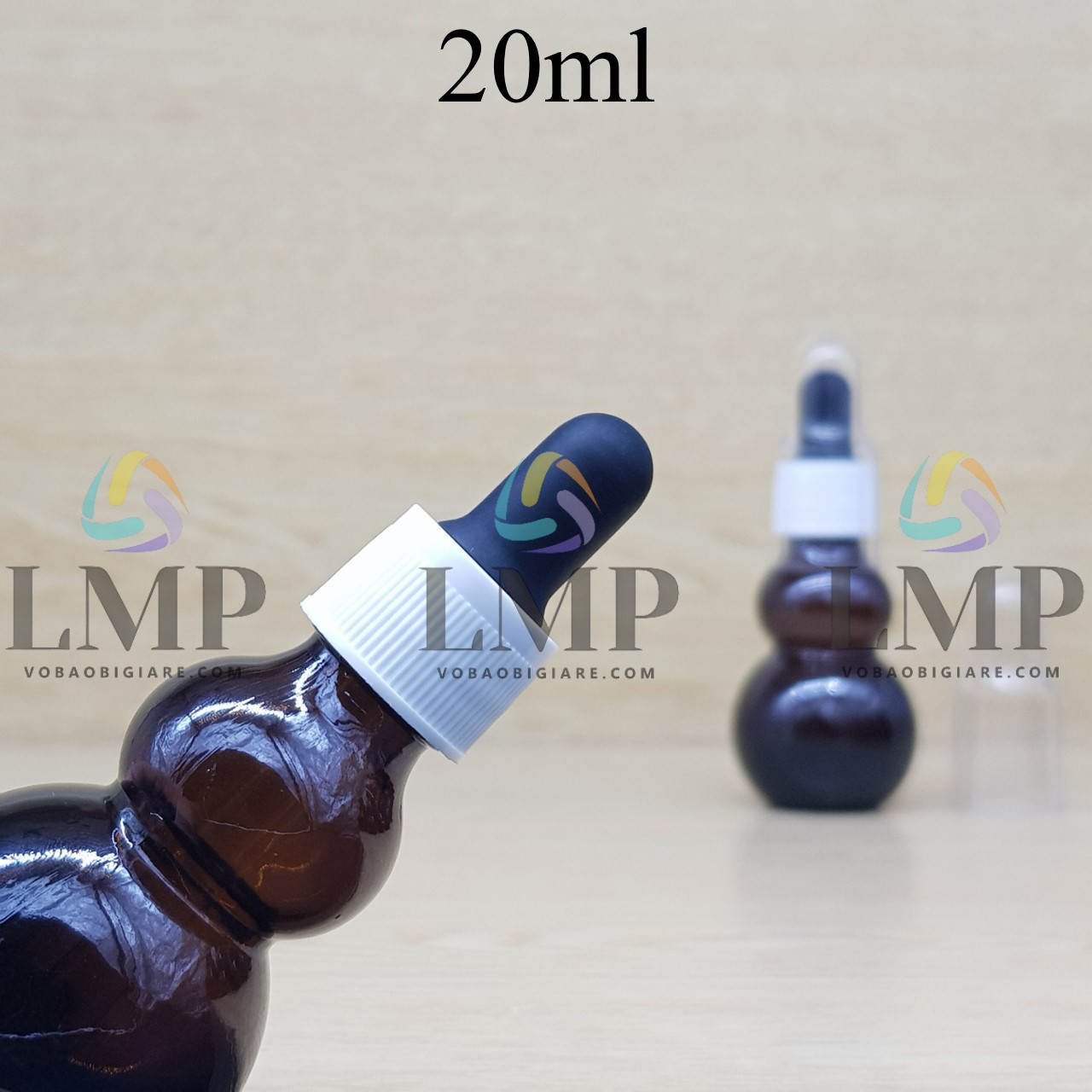 Chai hồ lô nắp bóp khoen nhựa sọc có nắp chụp 20ml