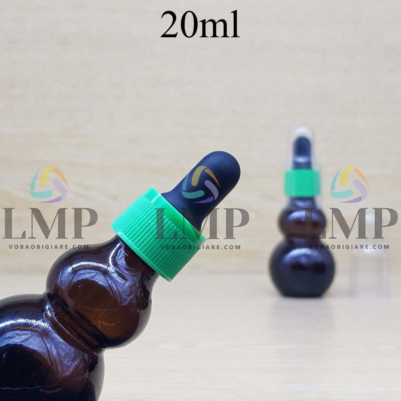 Chai hồ lô nắp bóp khoen nhựa sọc có nắp chụp 20ml
