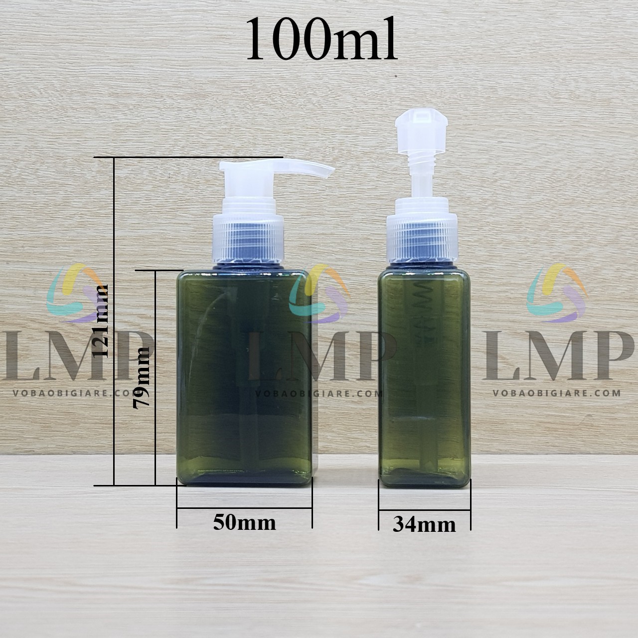 Chai lotion vuông vòi van sọc