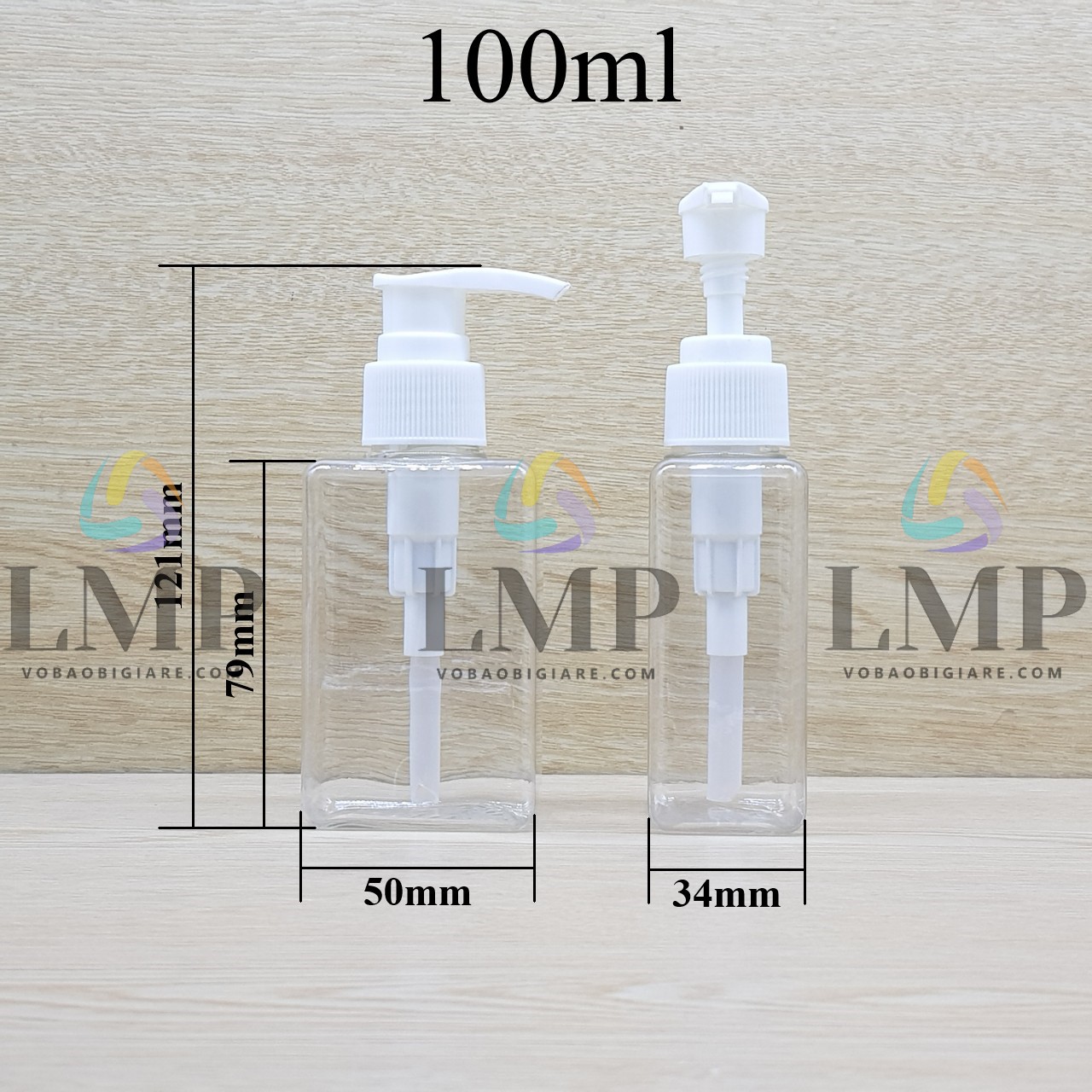 Chai lotion vuông vòi van sọc
