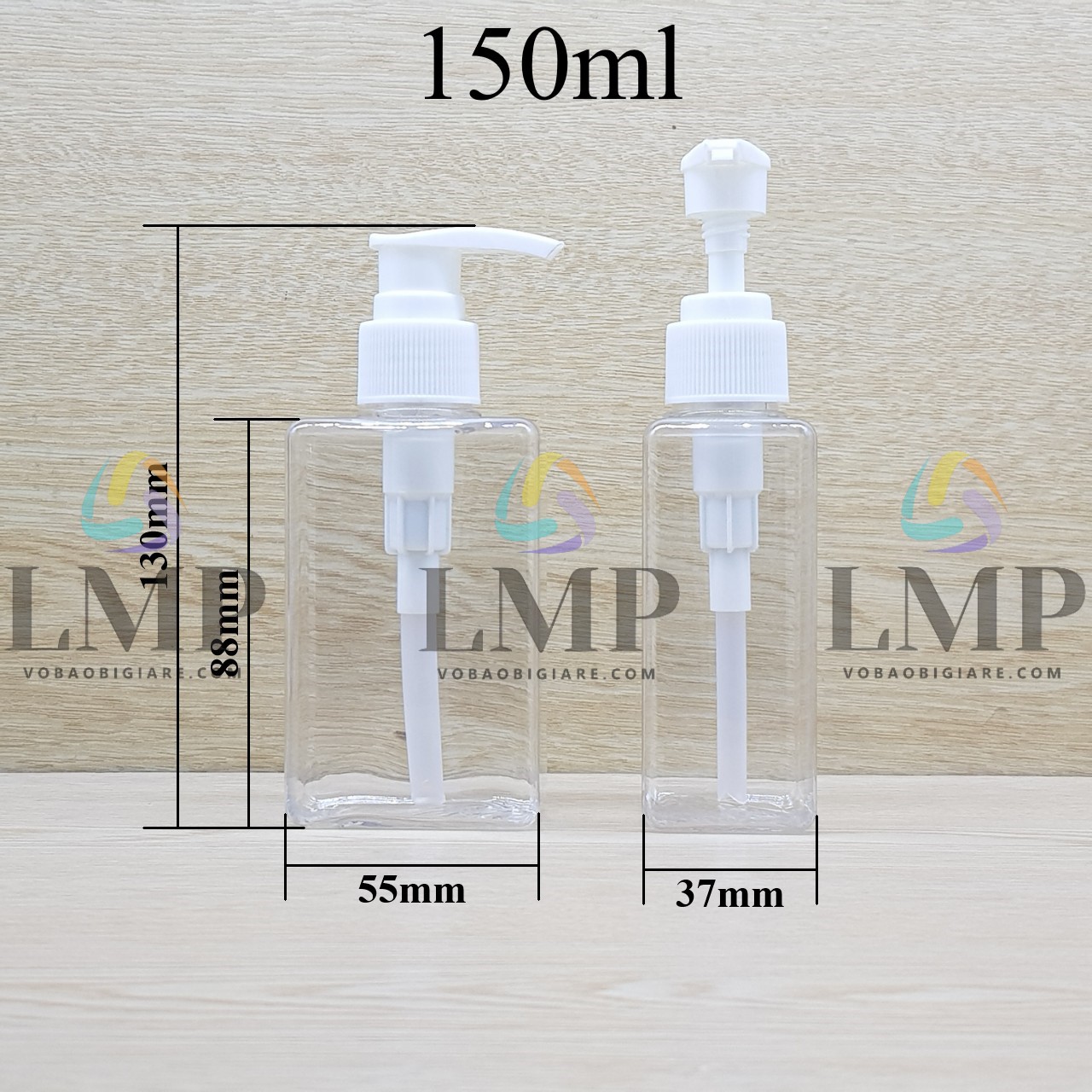 Chai lotion vuông vòi van sọc