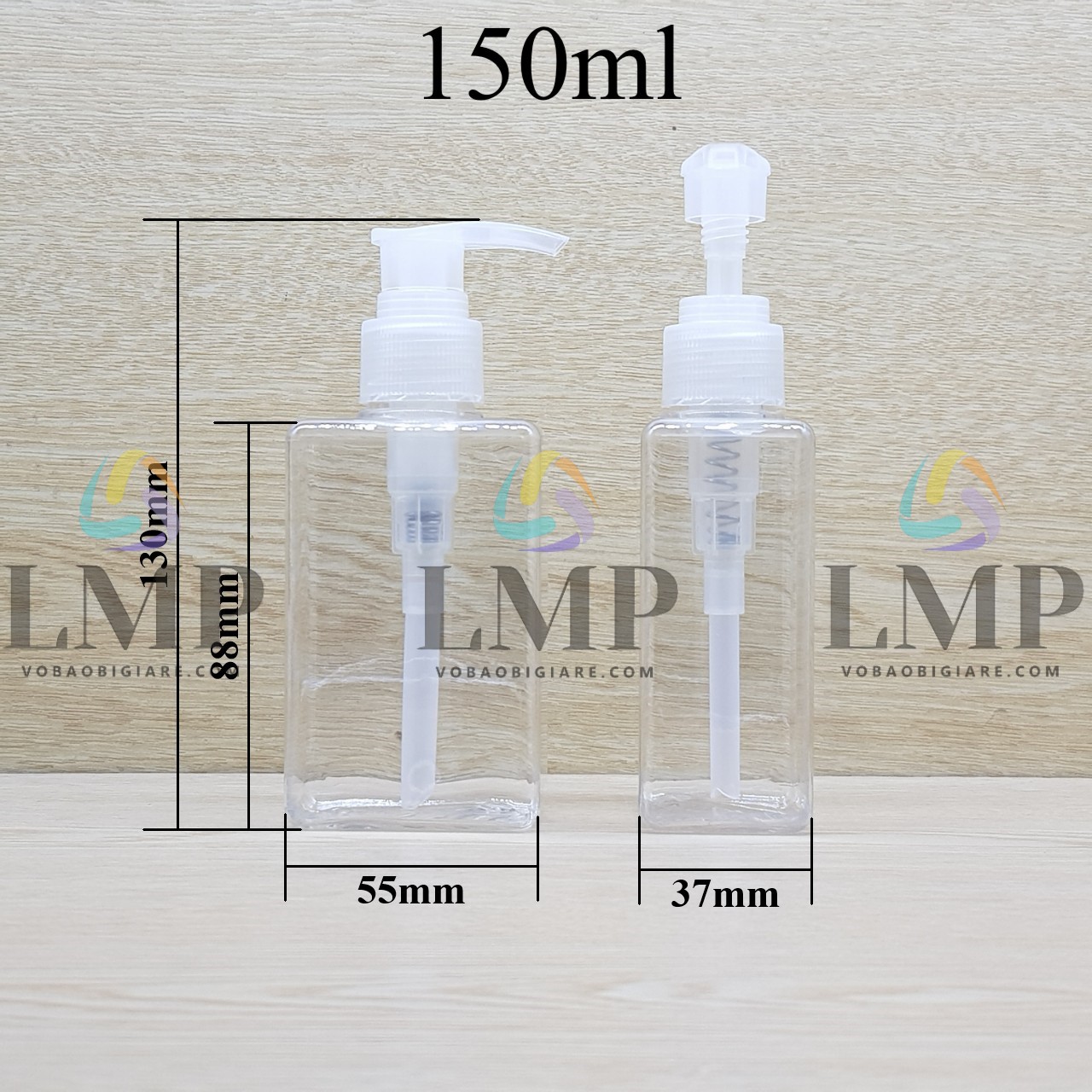 Chai lotion vuông vòi van sọc