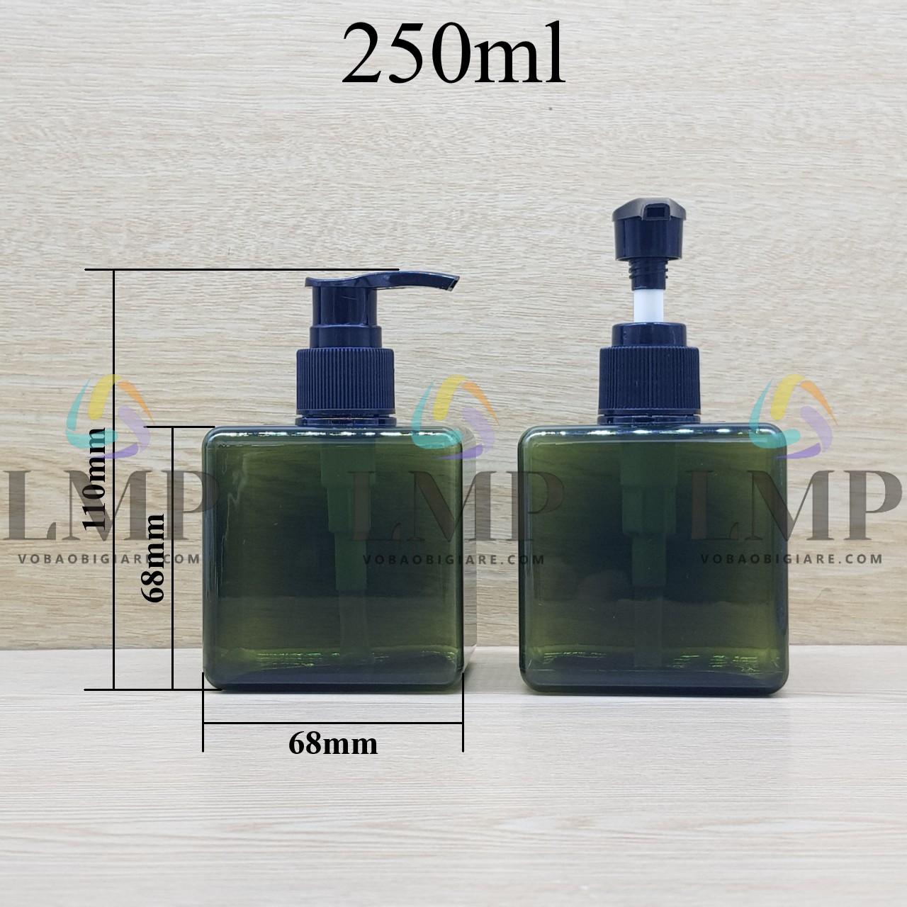 Chai lotion vuông vòi van sọc