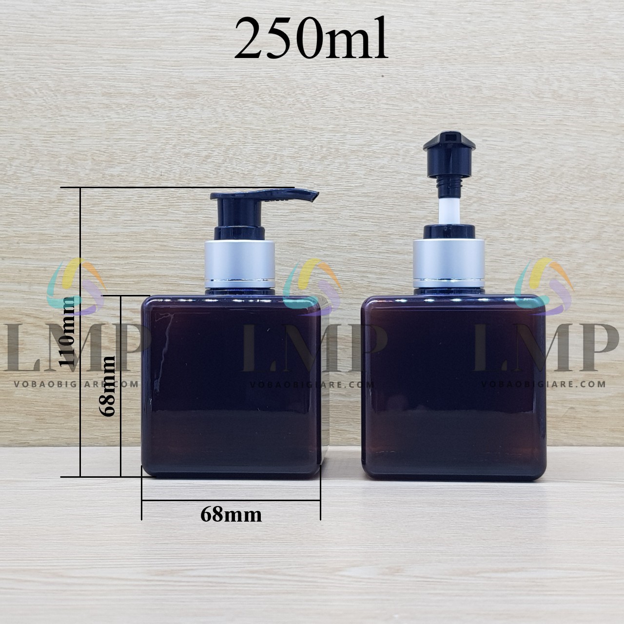 Chai lotion vuông vòi van xi 1 viền