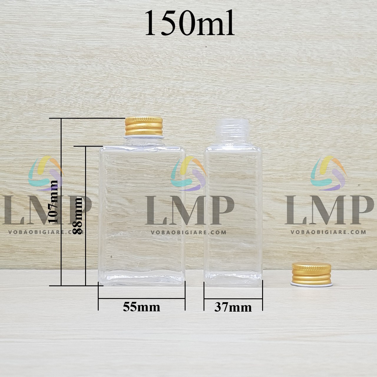 Chai lotion vuông nắp nhôm cuốn biên