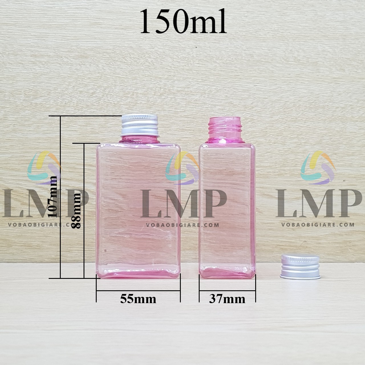 Chai lotion vuông nắp nhôm cuốn biên