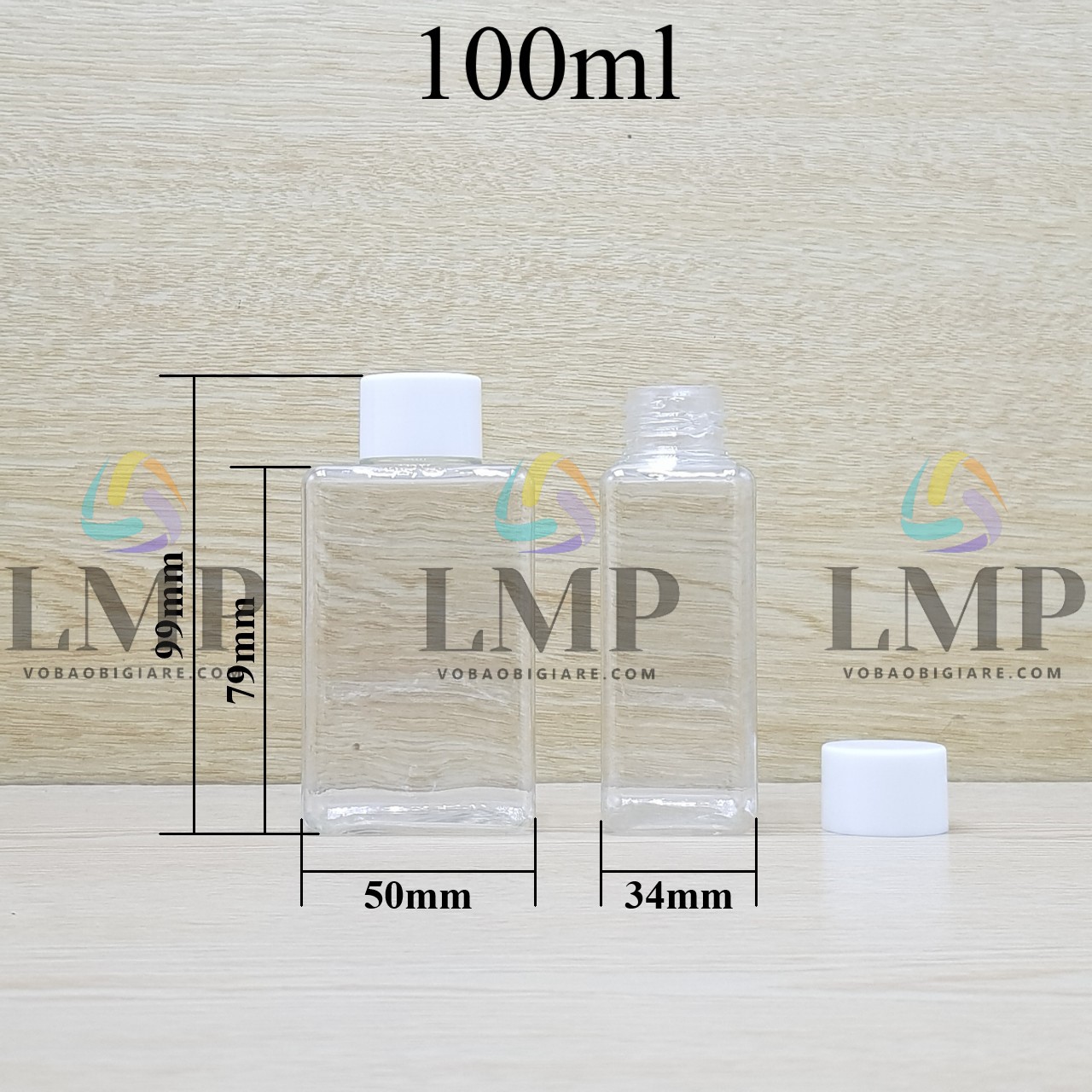 Chai lotion vuông nắp vặn trơn