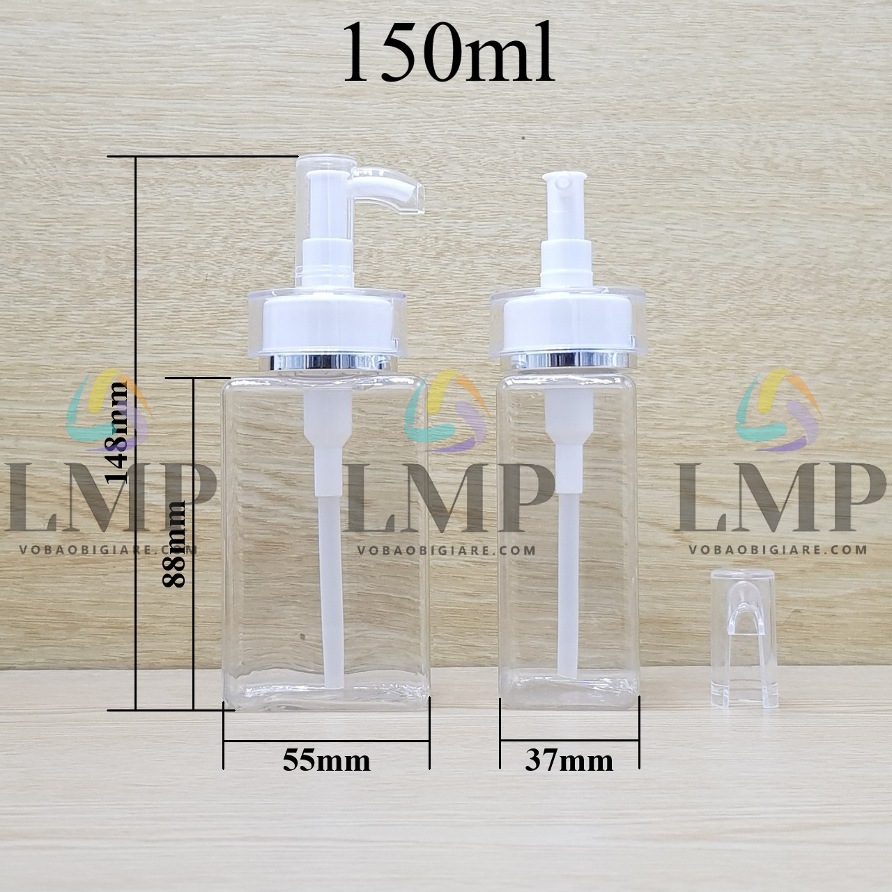 Chai lotion vuông đầu vòi voi