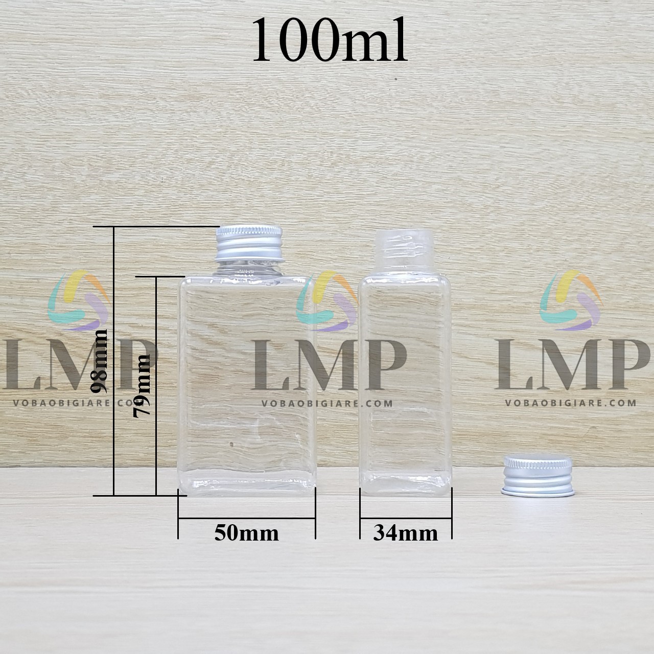 Chai lotion vuông nắp nhôm cuốn biên