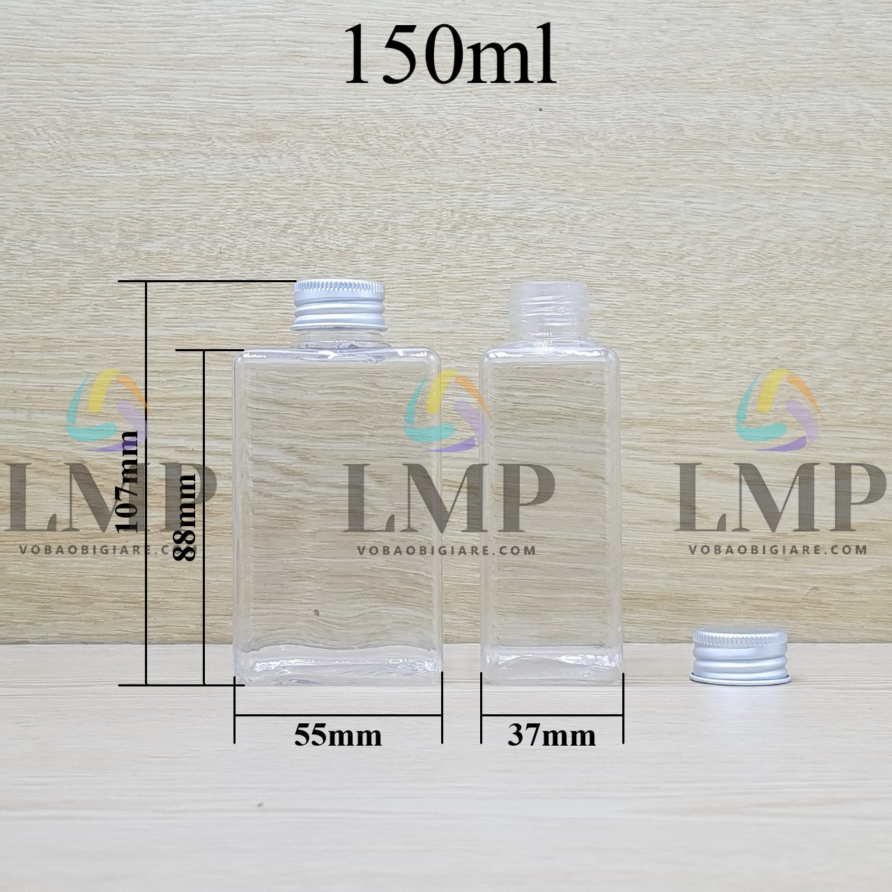 Chai lotion vuông nắp nhôm cuốn biên