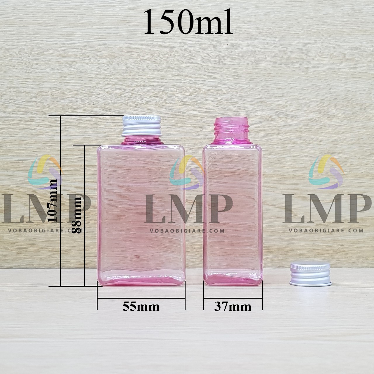 Chai lotion vuông nắp nhôm cuốn biên