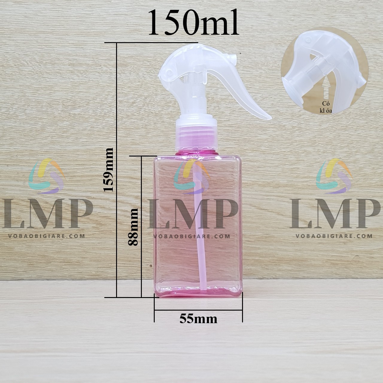 Chai lotion vuông đầu xịt kiếng có khóa