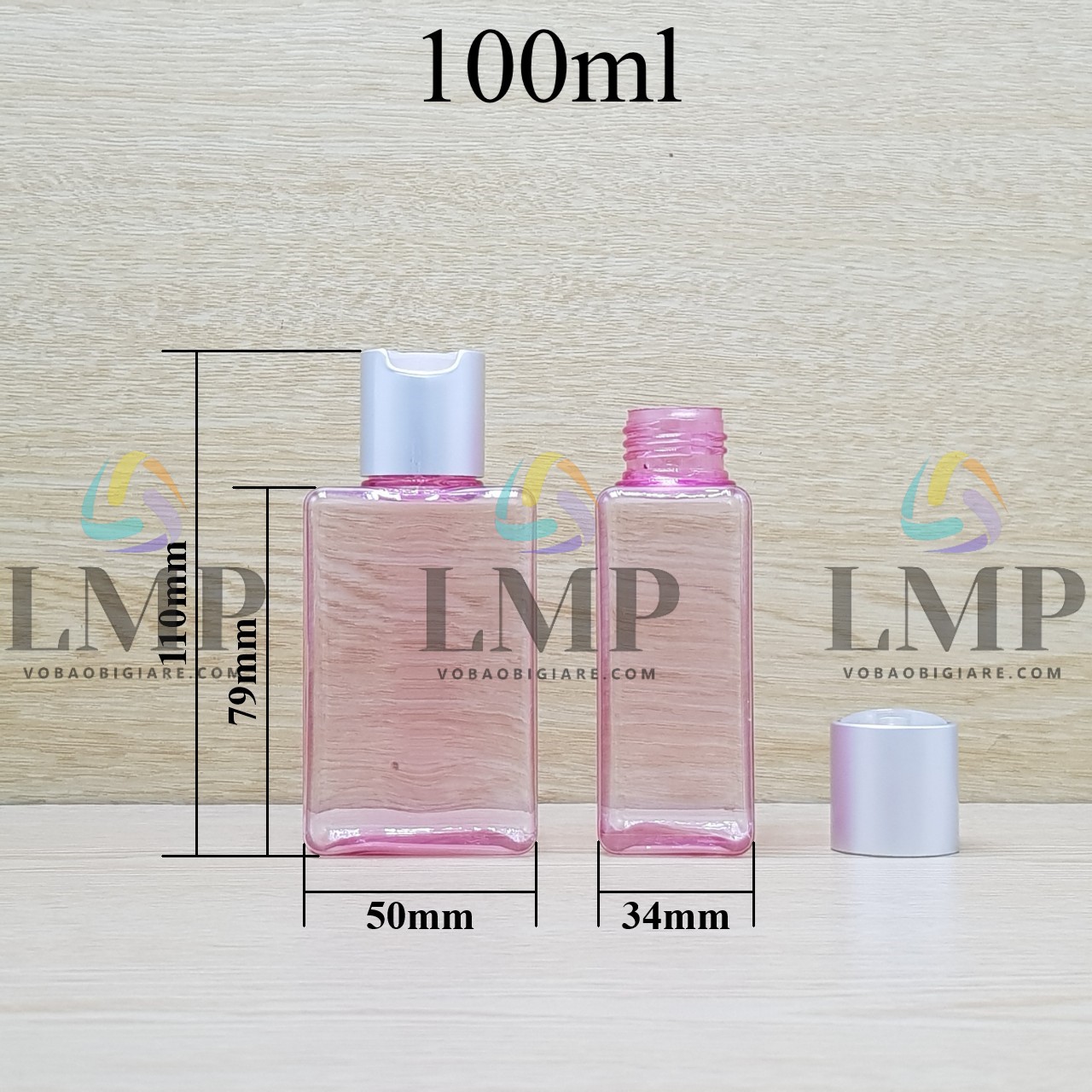 Chai lotion vuông nắp nhấn xi